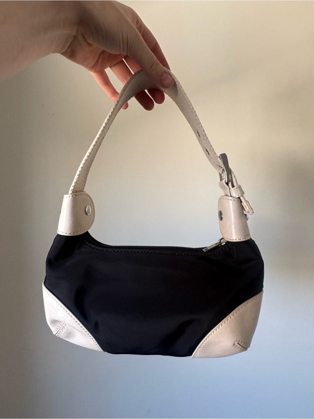 Brandy Melville Black and Cream Shoulder Bag